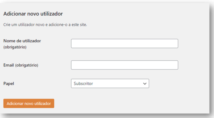 Adicionar novo utilizador